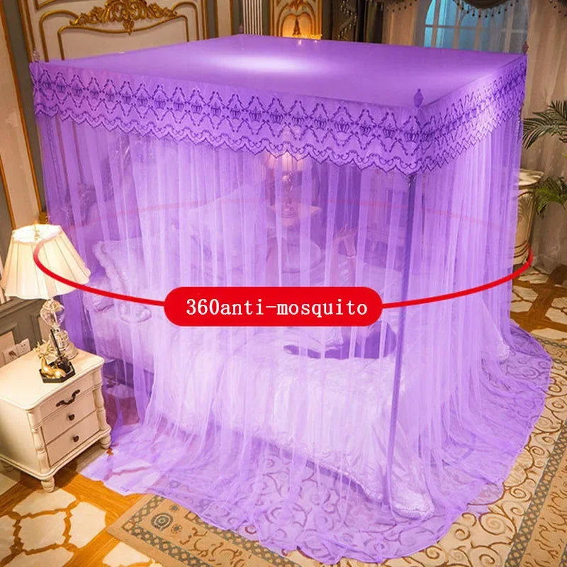 Embroidery Lace Pleated Mosquito Net for Bed Square