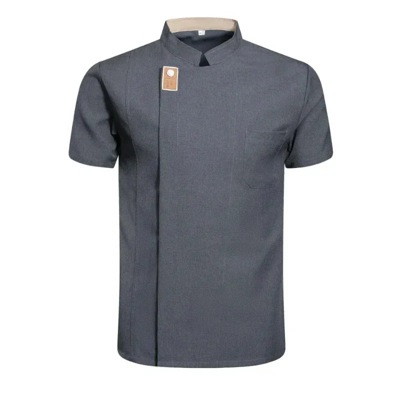 Newest Solid Mens Chef Jacket Short Long Sleeve