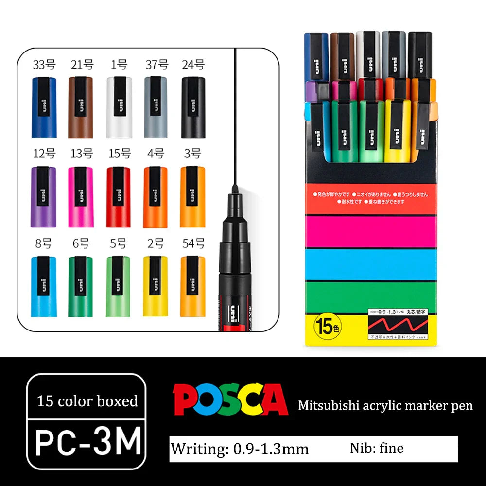 UNI Posca Markers marcadores PC-1/3/5M Acrylic Permanent Graffiti