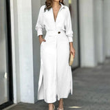 2023 Autumn Plus Size Women Dress Solid Casual
