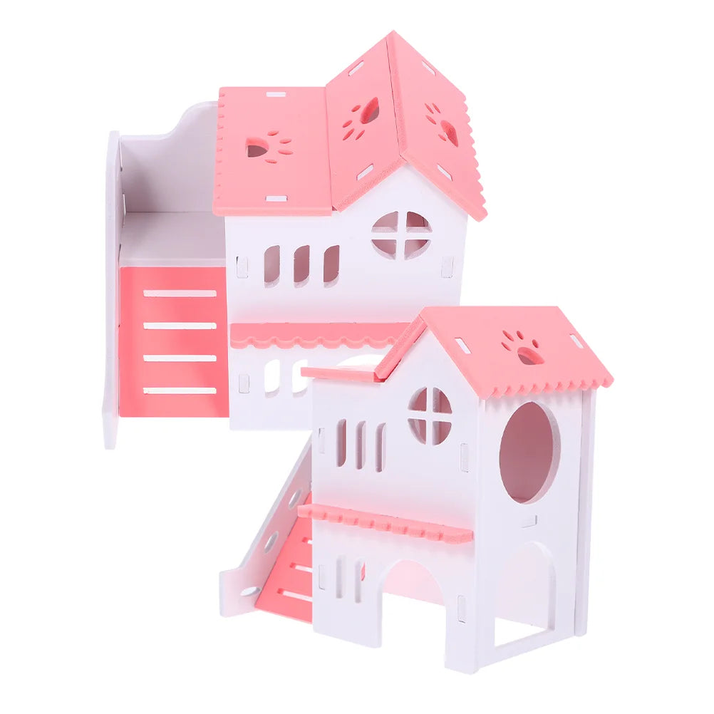 2 Pcs Hamster Double-Deck Villa Small House Rat