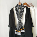 Choice Long Small Women Silk Scarf Tie Decorated