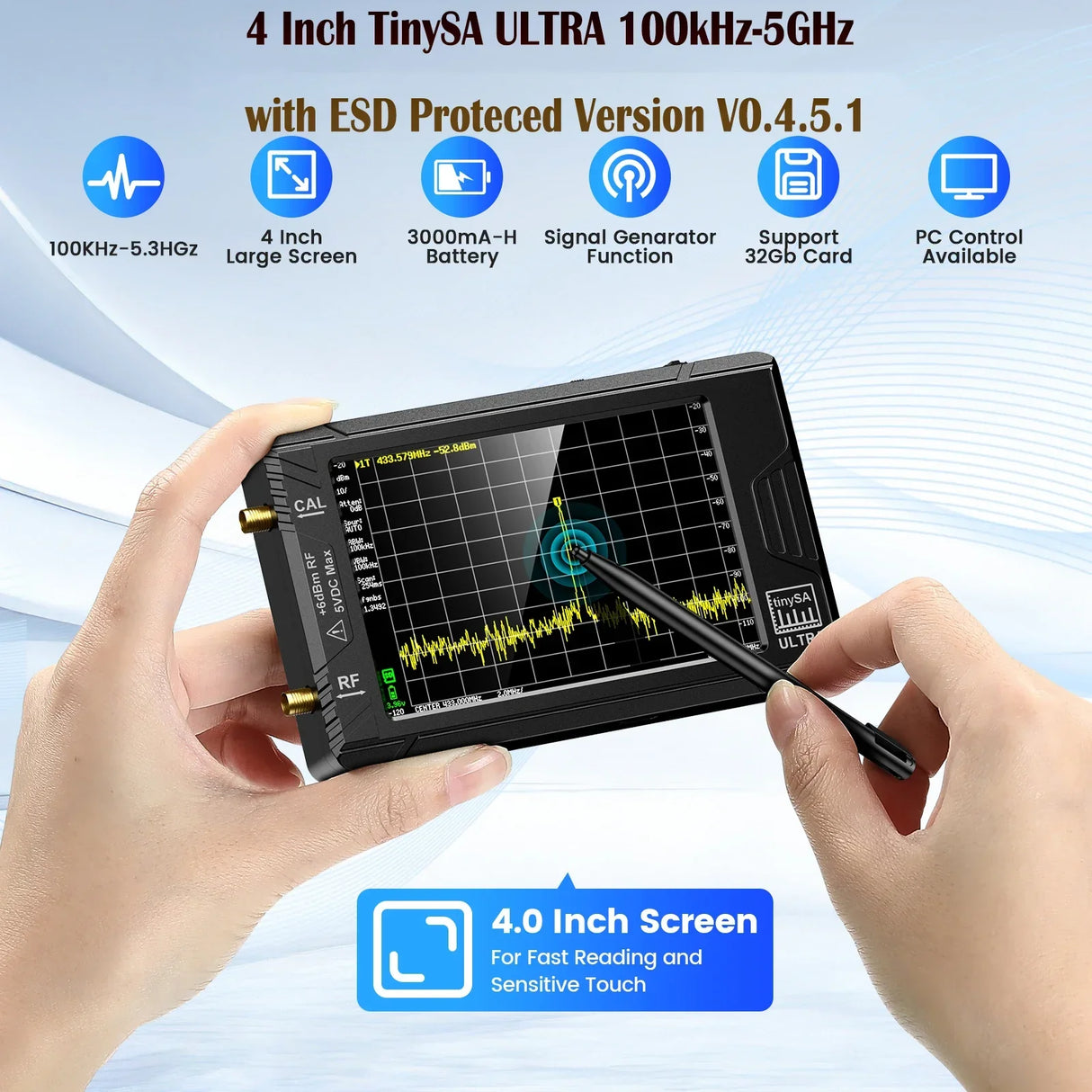 New Tiny Spectrum Analyzer TinySA ULTRA 4" Display