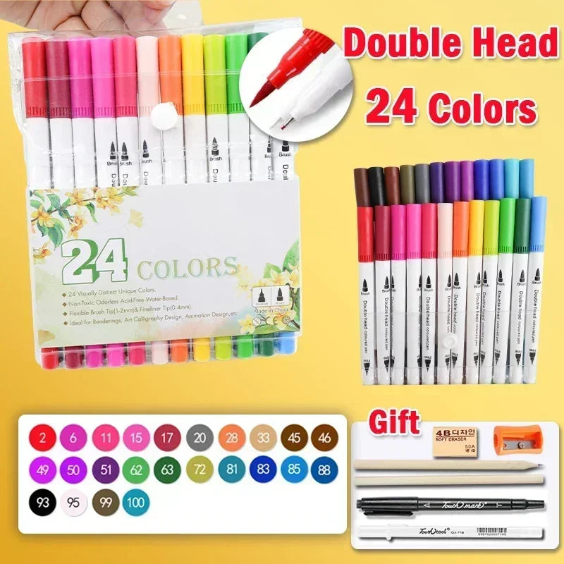 168 Color Marker Pen Set Manga Double-Headed Comic