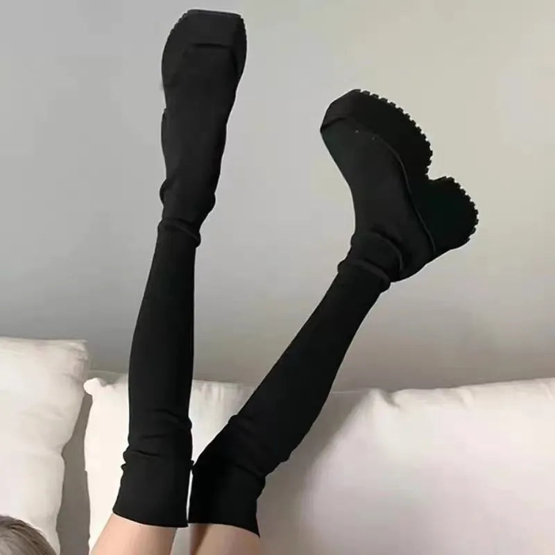 Autumn Winter Women's Over The Knee Sock Boots