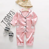 Toddler Girls Silk Satin Pajamas Sets Cartoon Kids