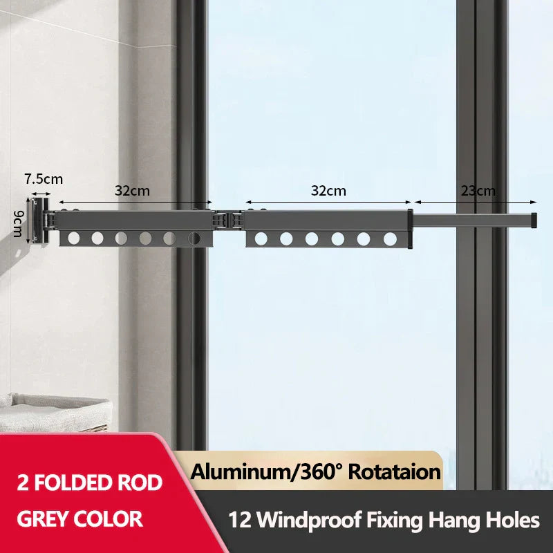 Extendable Clothesline Retractable Clothes Hanger Rack Folding Wall