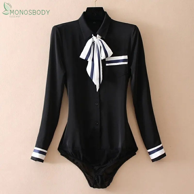 2023 Elegant Printing Bodysuits For Women Bow Tie
