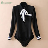 2023 Elegant Printing Bodysuits For Women Bow Tie