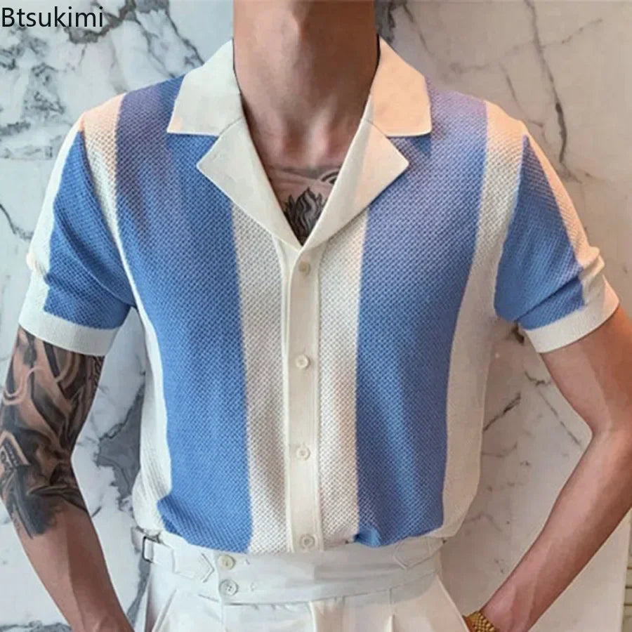 Men's Summer Short Sleeve Polo Shirts Knitted Business