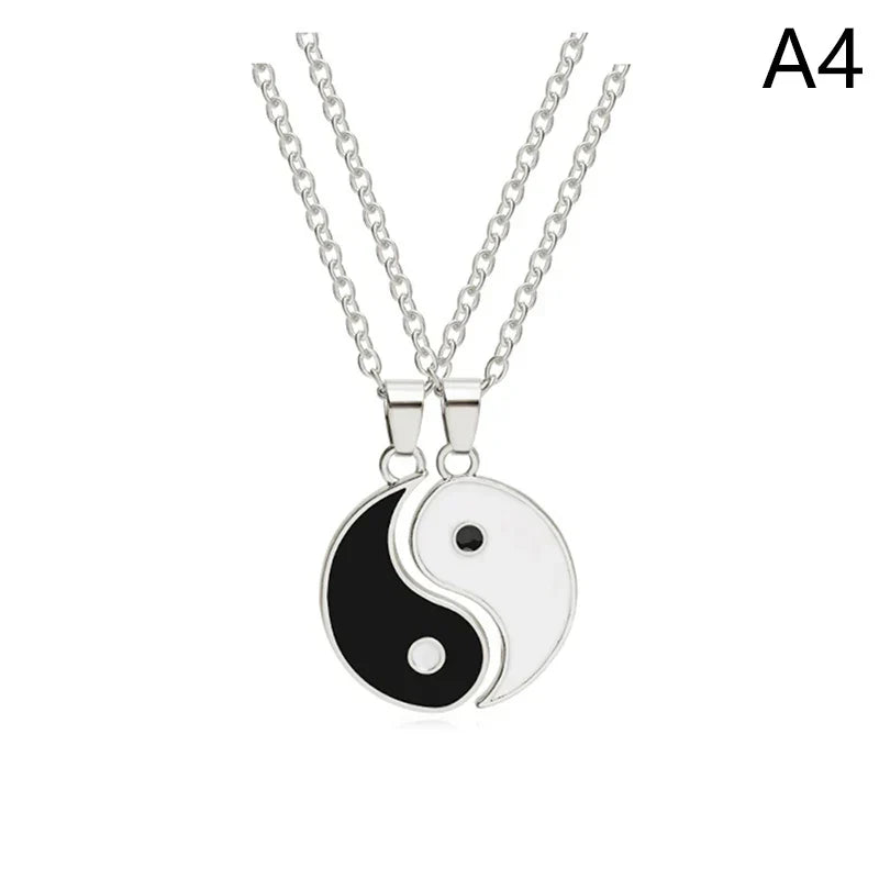 2Pcs Tai Chi Yin Yang Couple Bracelets Necklaces