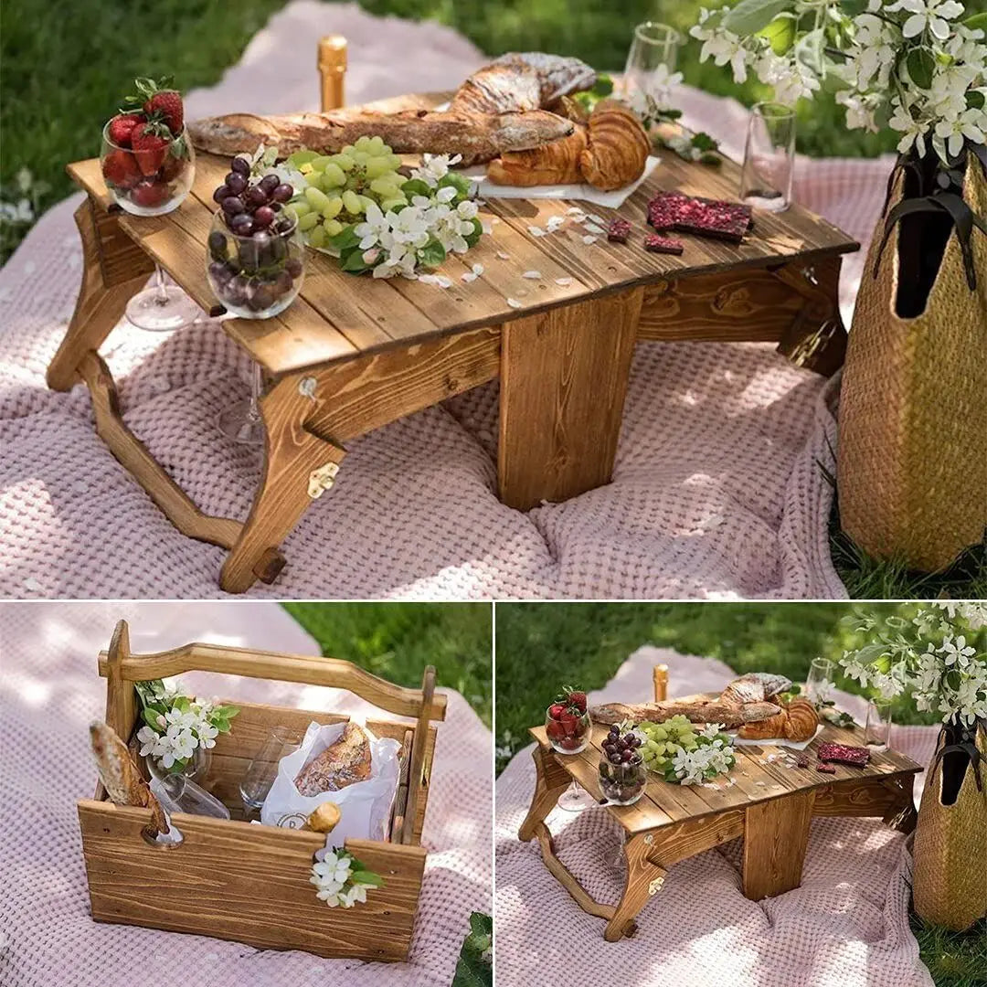Foldable Picnic Basket Table Portable Chairs Outdoor FurniturecBeach