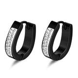New Trendy Round Hoop Earrings Simple Zircon Stainless