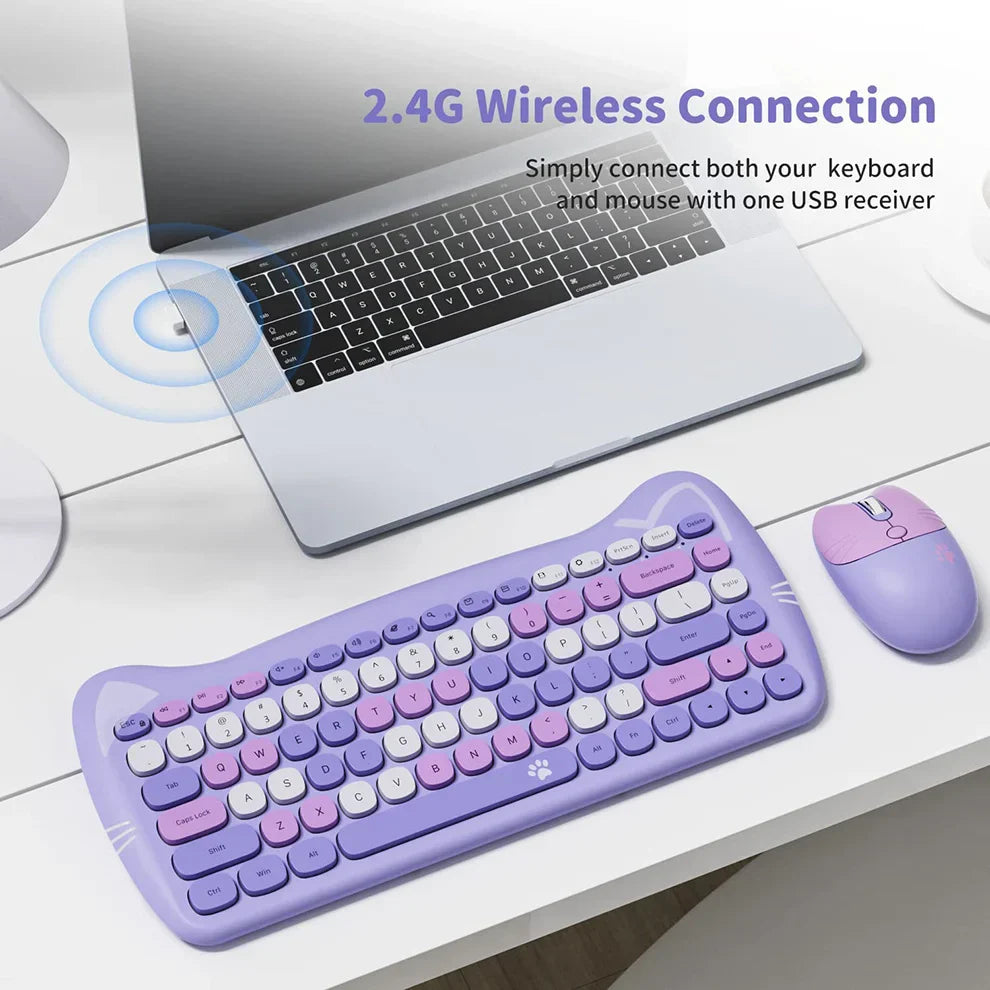 Colors Cute 2.4G Wireless Keyboard Mouse Combo for