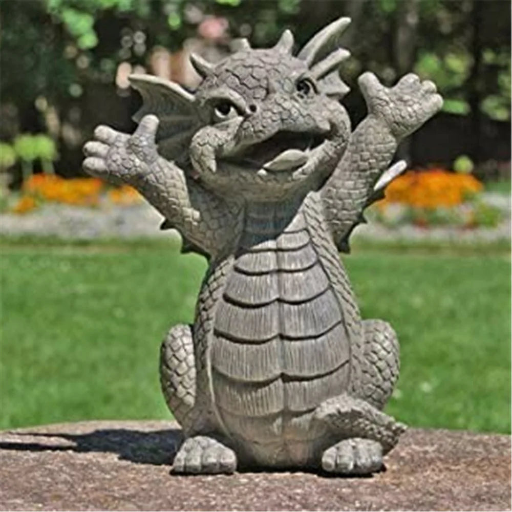 Resin Dragon Meditated Statue Courtyard Dragon Sculpture Dinosaur