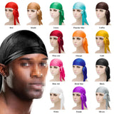 Unisex Silky Satin Durags Bandanas Turban Hat Elastic