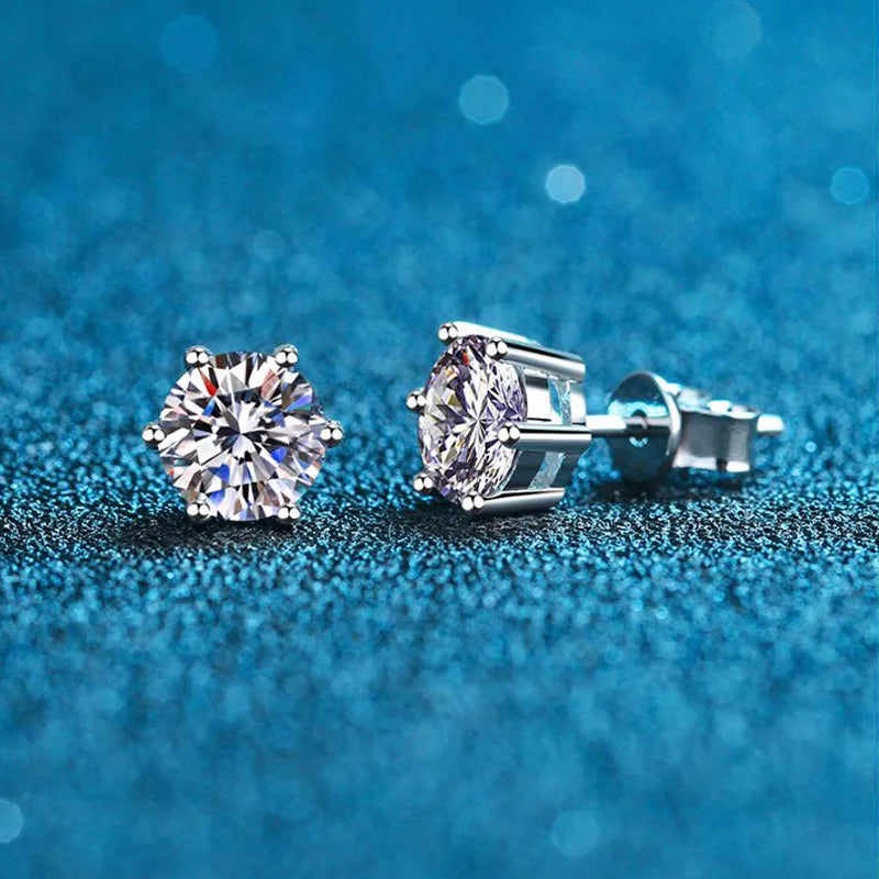D VVS1 Moissanite Stud Earrings For Women 925