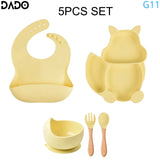 Baby Feeding Set Silicone Suction Bowls Divided Plates