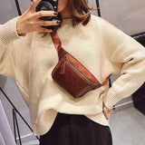 Women's Waist Bag Leather Fanny Pack Zipper Crocodile