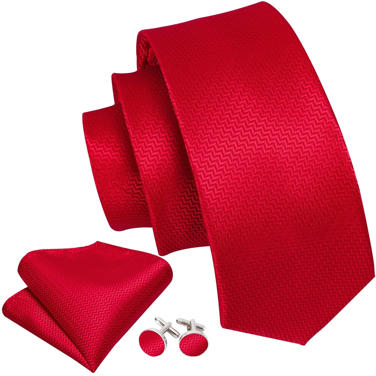 Barry.Wang Silk Mens Tie Hanky Cufflinks Clip Brooch