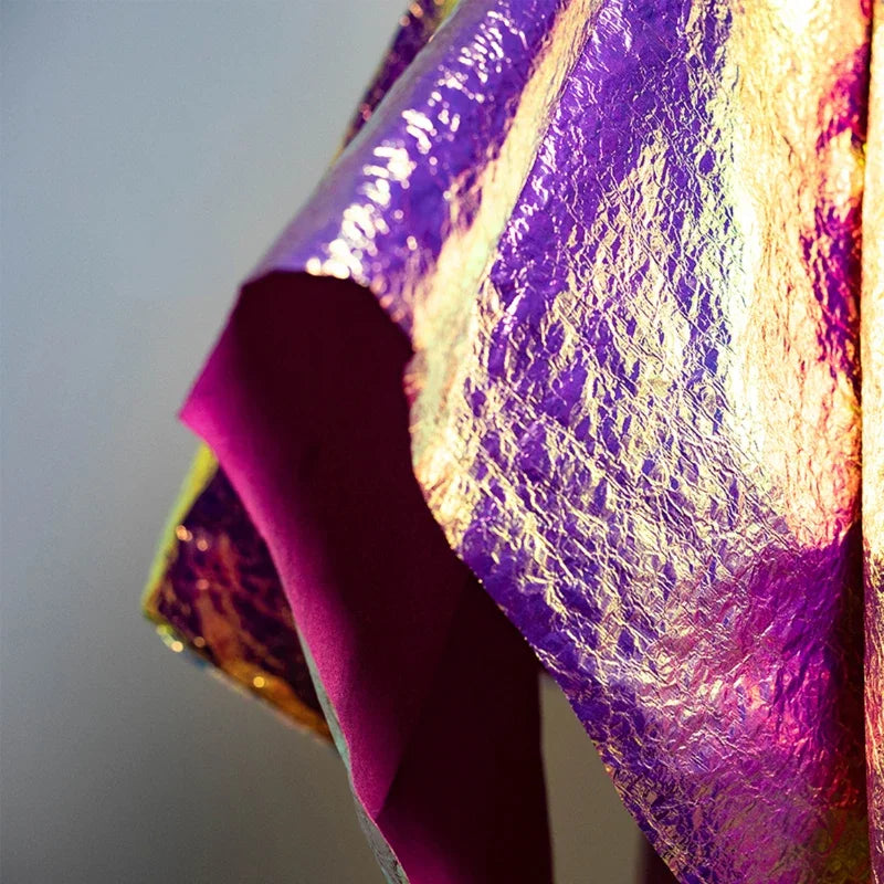 Coated Fabric PU Material Gradient Laser Pleated Mirror