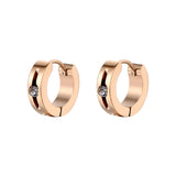 New Trendy Round Hoop Earrings Simple Zircon Stainless