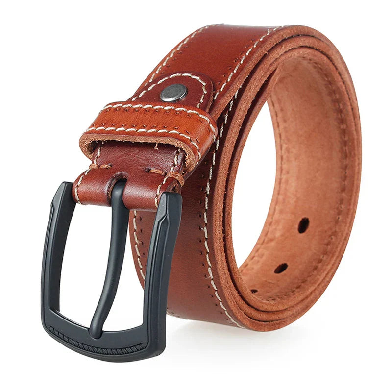 MEDYLA Genuine Leather Men Belt High Quality Luxury