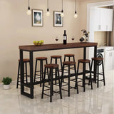 Wrought Iron Solid Wood Home Bar Table Long