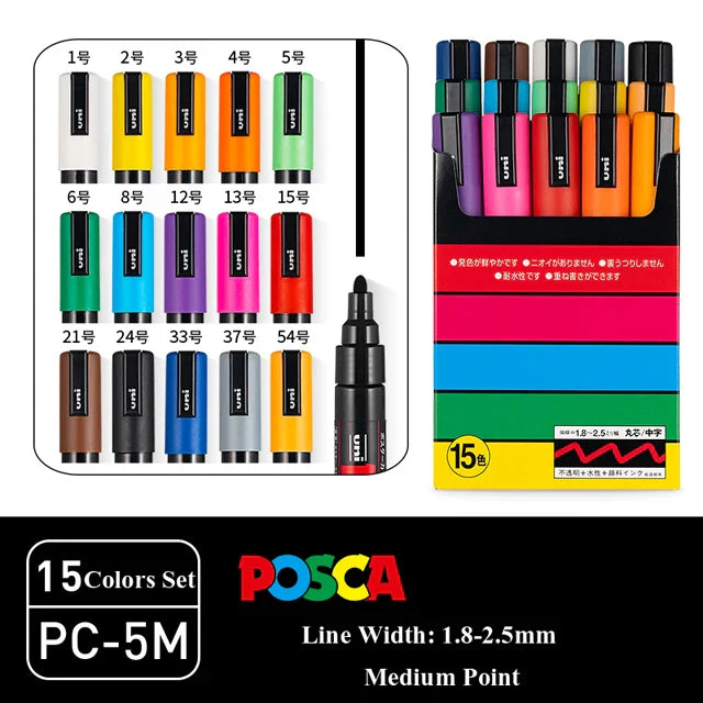 UNI Posca Markers marcadores PC-1/3/5M Acrylic Permanent Graffiti