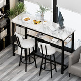 3 Piece Bar Table and Stool Set,Modern White