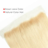Elfriede #613 Blonde Straight Bundles with Frontal Brazilian