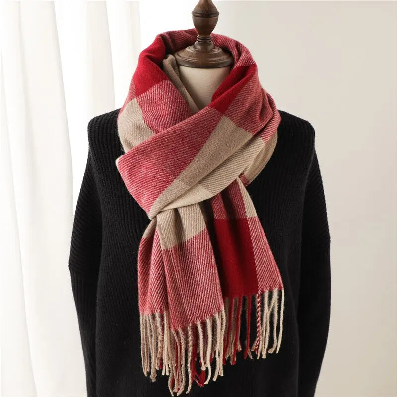 Winter Plaid Cashmere Blanket Scarf Fashion Design Thick