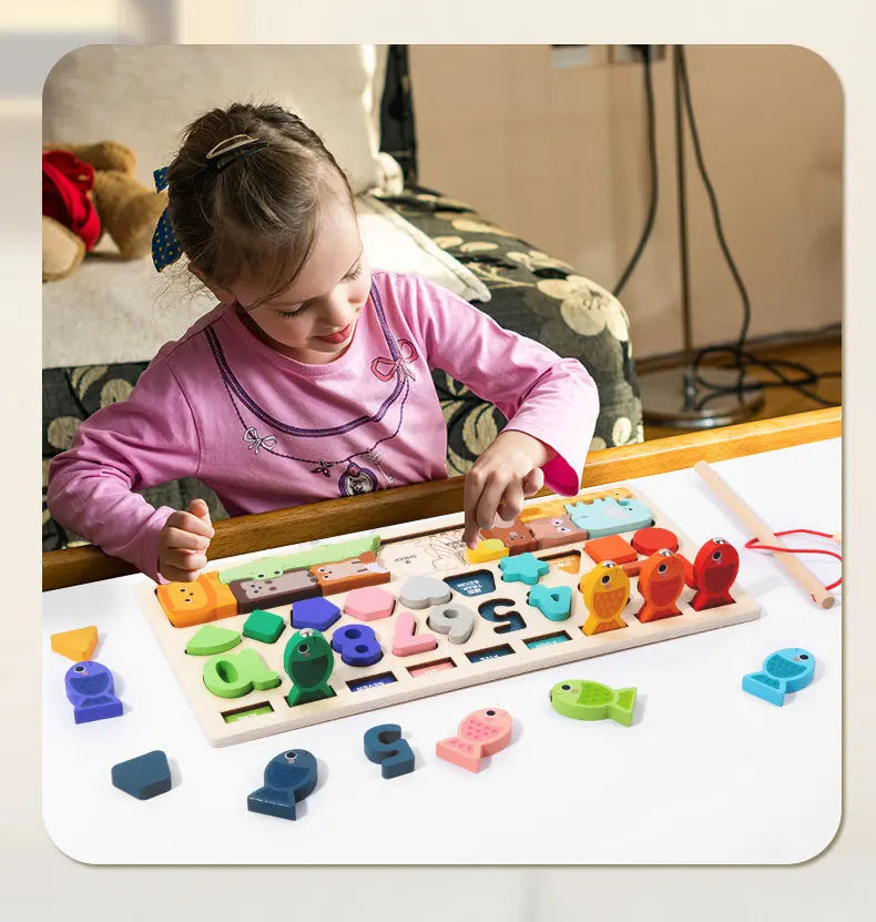 Toddler Montessori Toys Shape & Number Matching,Fishing Game,Animal