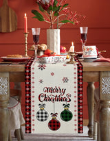 Merry Christmas Tree Ball Linen Table Runners Holiday
