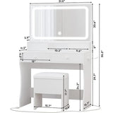 LIKIMIO Vanity Desk with LED Lighted Mirror &