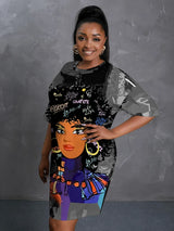 LW Plus Size Figure Street Letter Print Patchwork