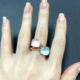 2PcsSet Pomellato Ring Stacked Mix Color Crystal Ring
