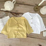 Autumn Kids Baby Girls Boys Hollow-out Solid Top