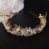 Handmade Bride Hair Accessories Gold Bridal Flower Crown