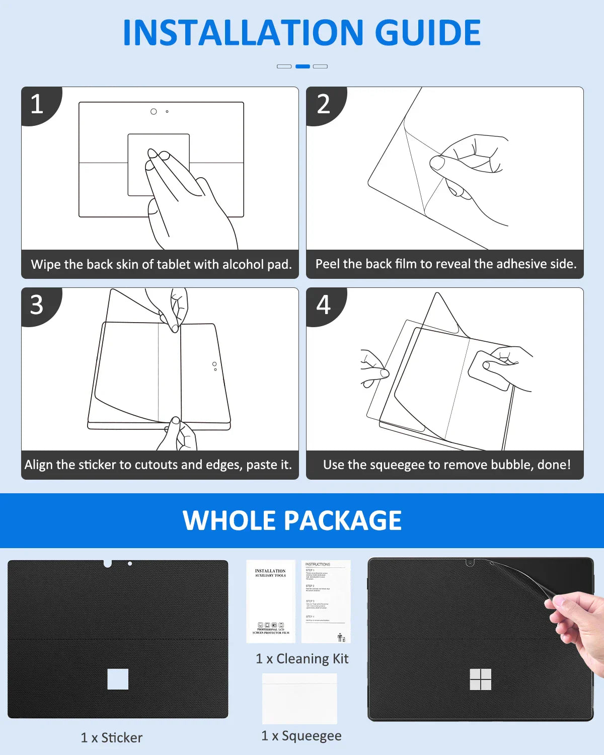 MoKo Tablet Back Skin Stick Decal for Microsoft