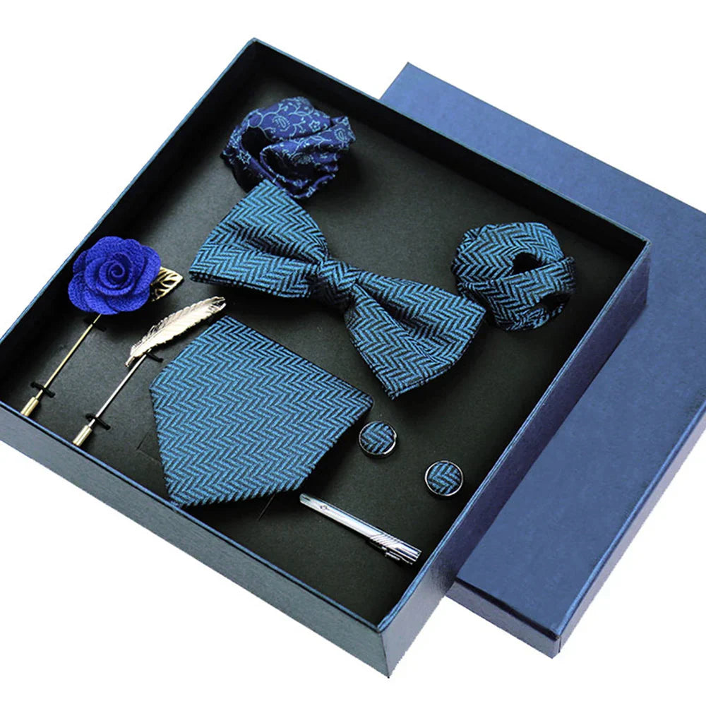 8piece Set Bussiness Blue Ties For Mans Floral