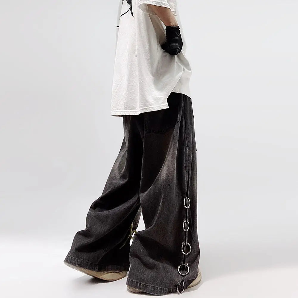 American Style Oversized Pocket Retro Baggy Jeans Men