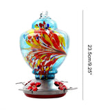 Hummingbird Feeder for Outdoors Hanging Hand Blown Glass