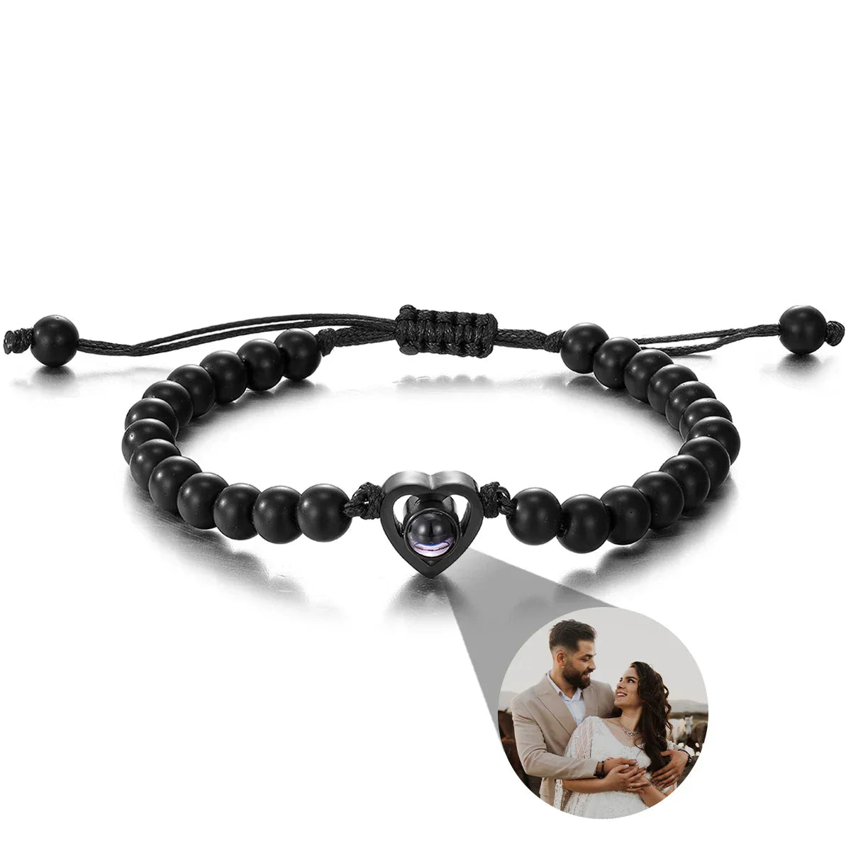 Custom Natural Stone Bracelet Personalized Photo Projection Bracelet