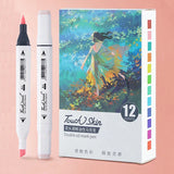 Bview Art 6/12Pcs Double-headed Color Oil Marker Pens