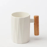 Nordic Wooden Handle Ceramic Porcelain Mug Coffee Cups