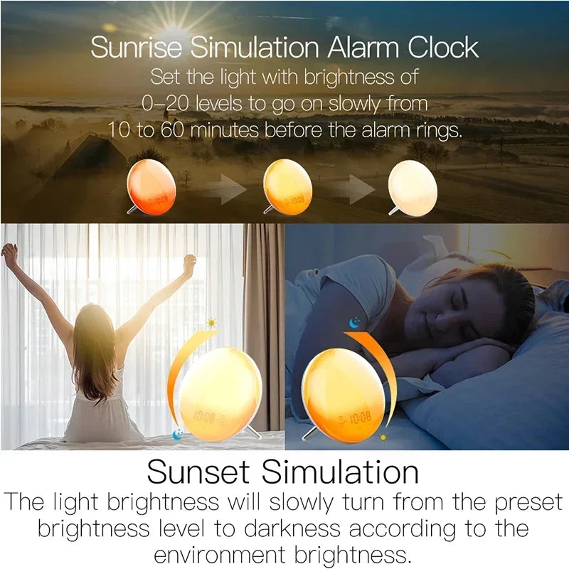 WiFi Smart Wake Up Light Workday Clock Sunrise