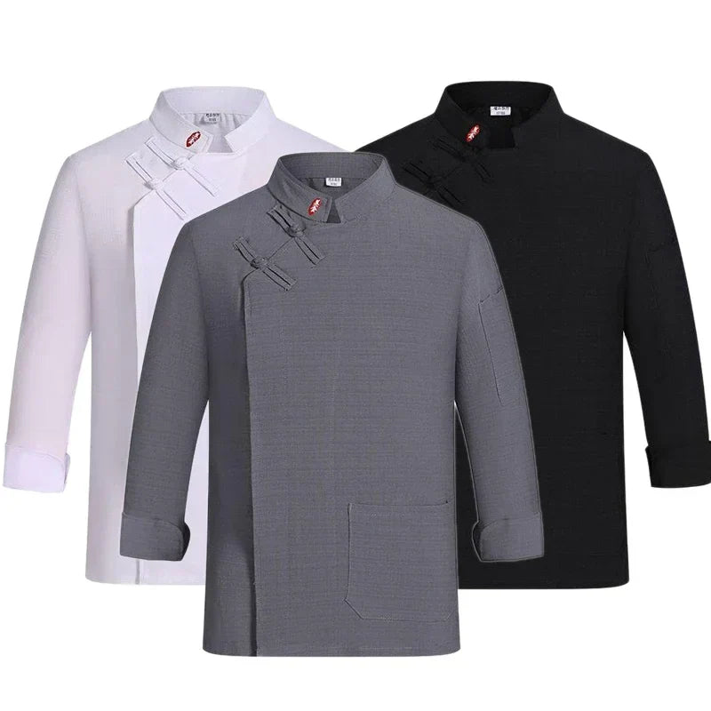 Chef Uniform Long Sleeve Men Women Linen Kitchen