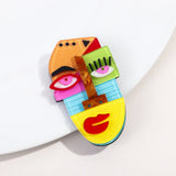 FishSheep Abstract Acrylic Geometric Face Figure Brooches for
