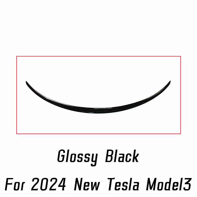 For 2024 New Tesla Model 3 Rear Trunk Lid Boot Ducktail Lip Car Spoiler Wings ABS Black Carbon Exterior Tuning Accessories Part